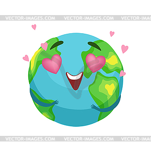 300x300 Earth Planet Character With Pink Heart