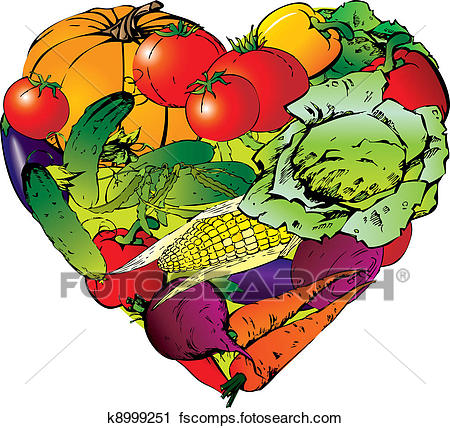 450x428 Clipart Of Vegetables In The Shape Of Heart. K8999251
