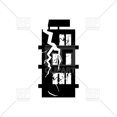 400x400 Destroyed Building Earthquake Royalty Free Vector Clip Art Image