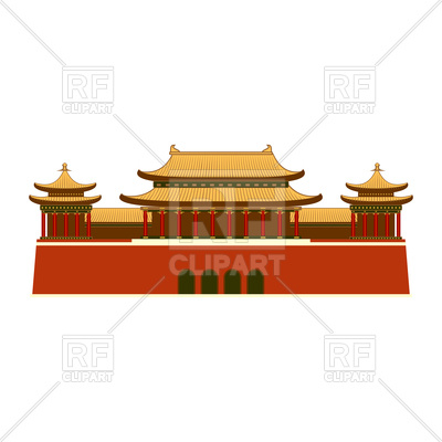 400x400 Palace With East Asian Roof Decoration Royalty Free Vector Clip