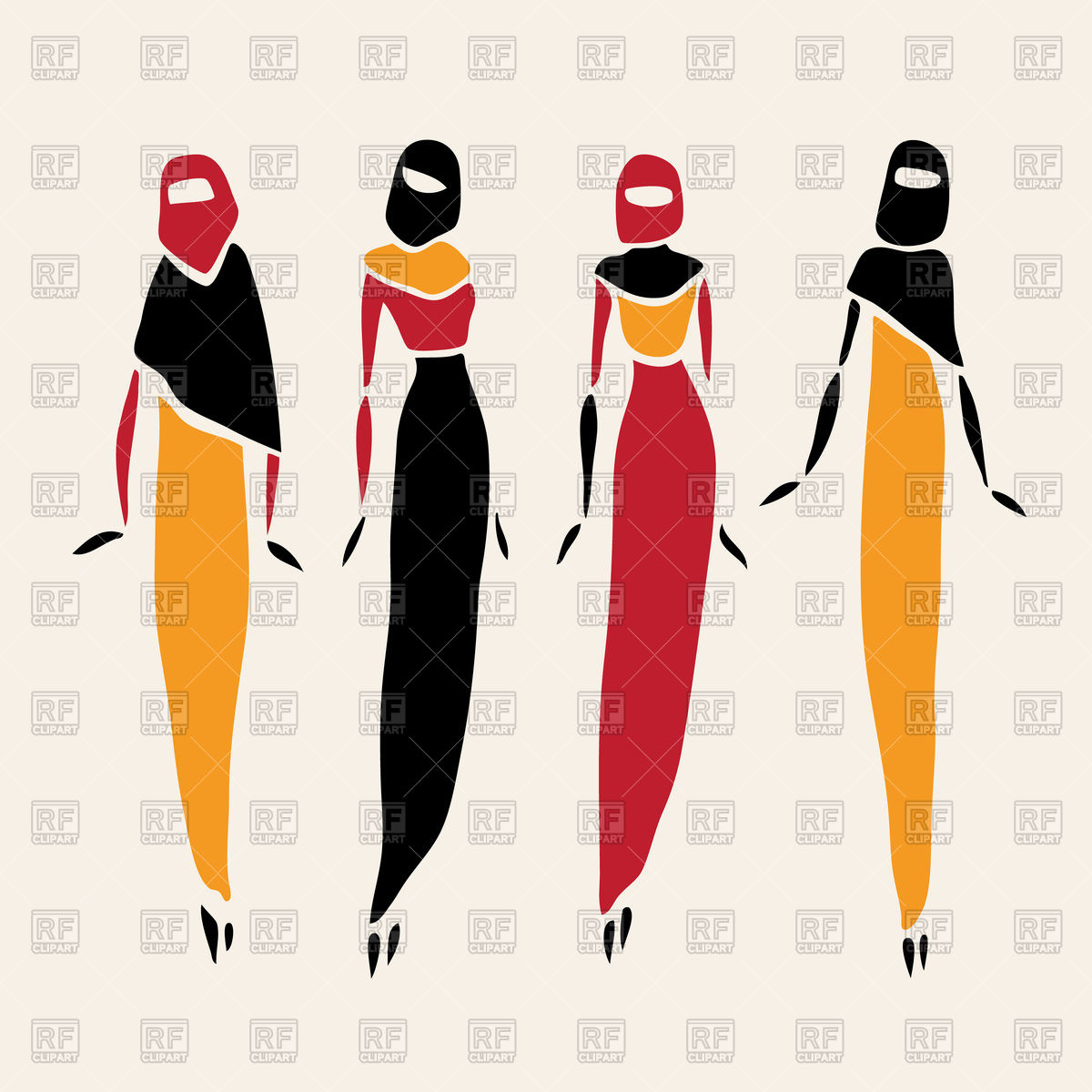 1200x1200 Stylized East Women In Veiledlustration Royalty Free Vector Clip
