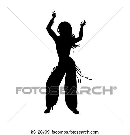 450x470 Clip Art Of The Girl Dancing East Dance.vector Illustration