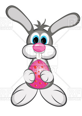 283x400 Easter Bunny Boy With Colored Egg Royalty Free Vector Clip Art