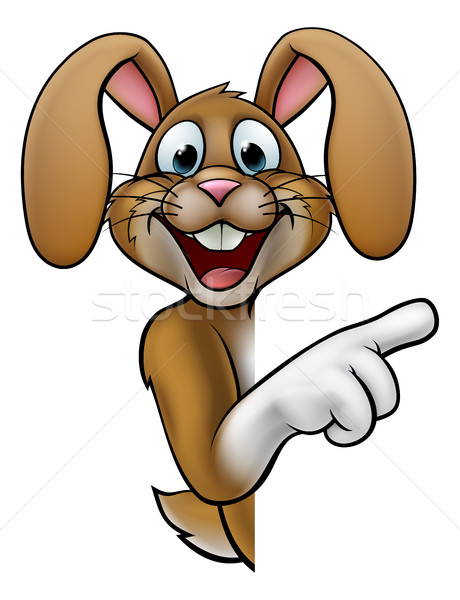 460x600 Cartoon Easter Bunny Rabbit Pointing Vector Illustration