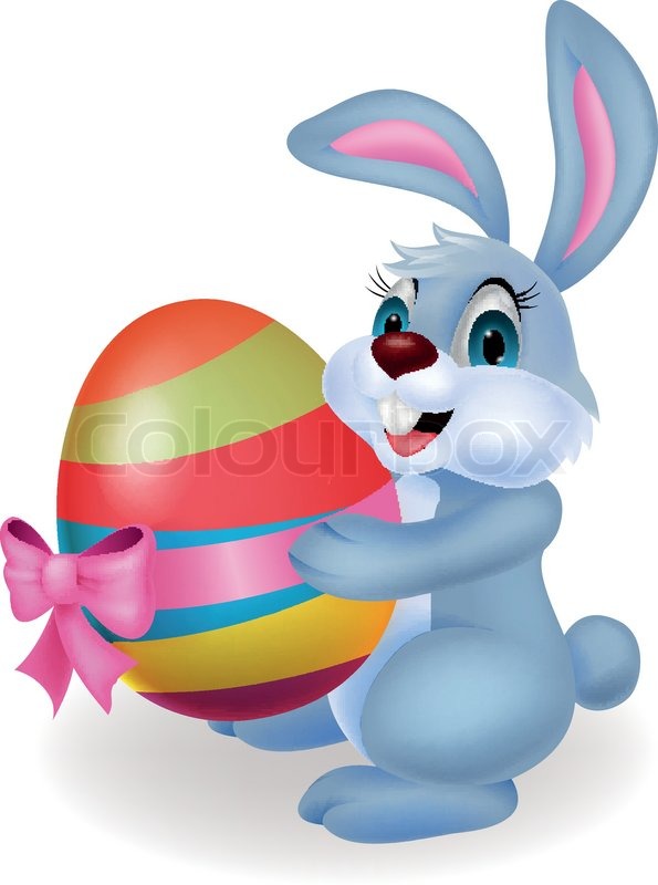 595x800 Cute Rabbit Cartoon Holding Easter Egg Stock Vector Colourbox