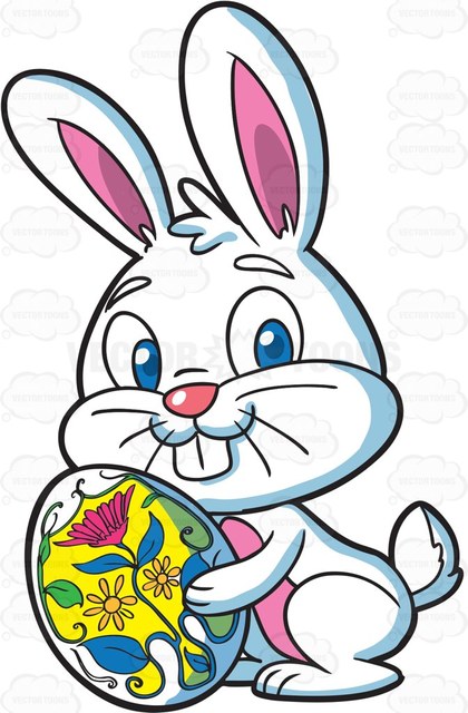 420x640 A Cute Looking Easter Bunny With An Egg Cartoon Clipart