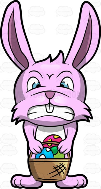 341x640 A Maddened Easter Bunny With His Basket Of Easter Eggs Cartoon
