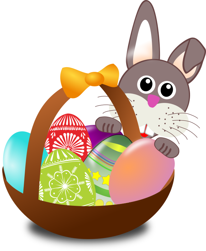 658x800 Easter Bunny And Basket Clipart