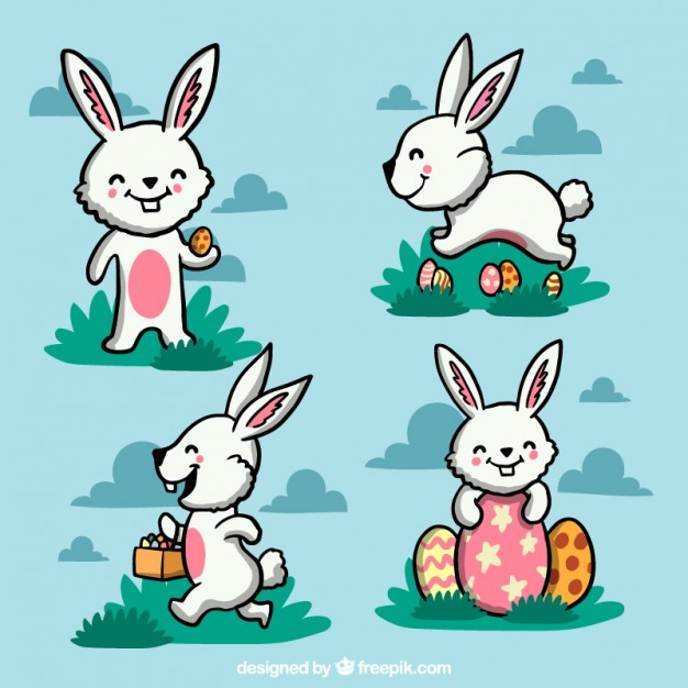 626x626 Hand Drawn Nice Easter Bunny Vector Free Download
