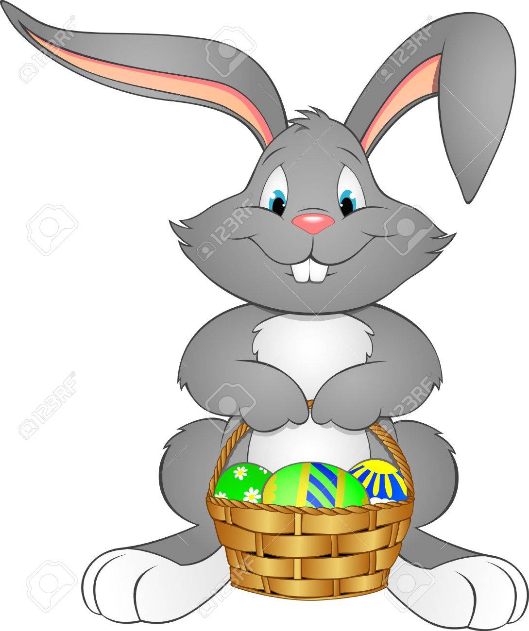 1089x1300 Illustration Easter Bunny With Basket Royalty Free Cliparts