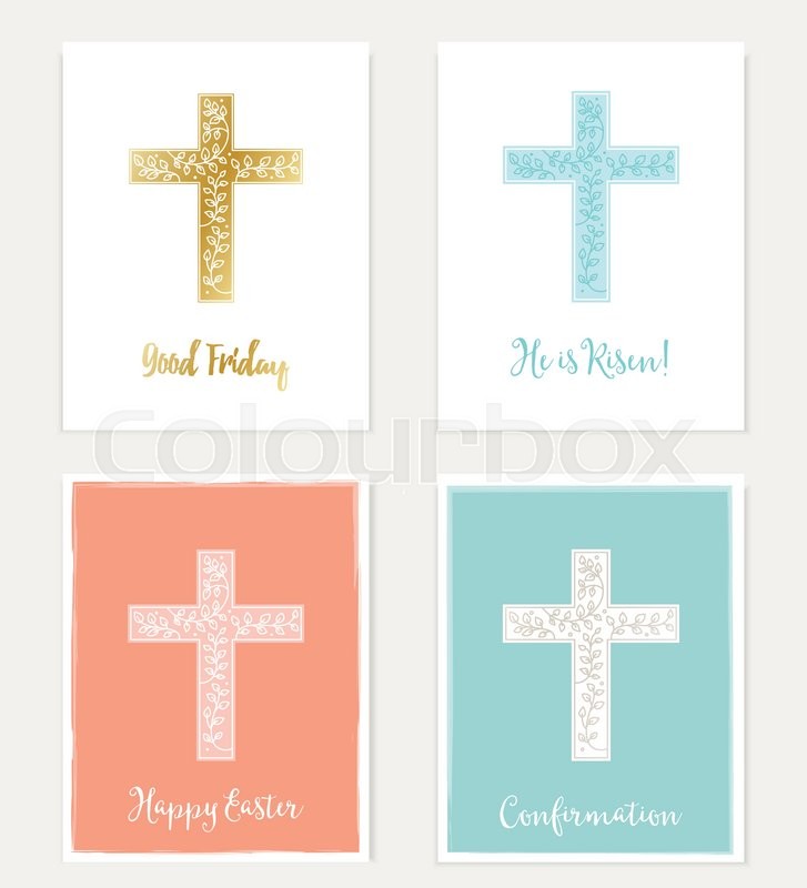 727x800 Set Of Cross And Flowers Christian Cards. Easter, Good Friday