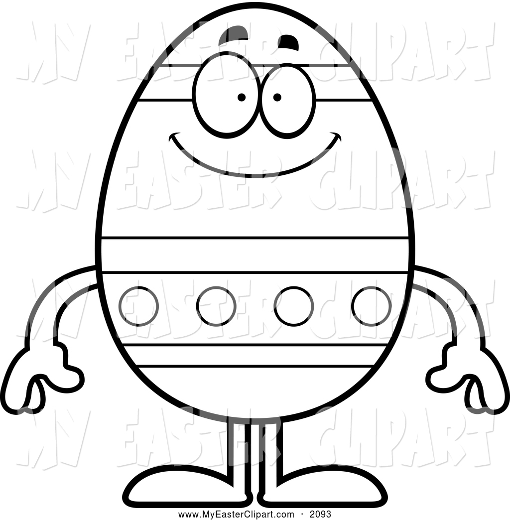 1024x1044 Clip Art Of A Black And White Outlined Happy Easter Egg Mascot By
