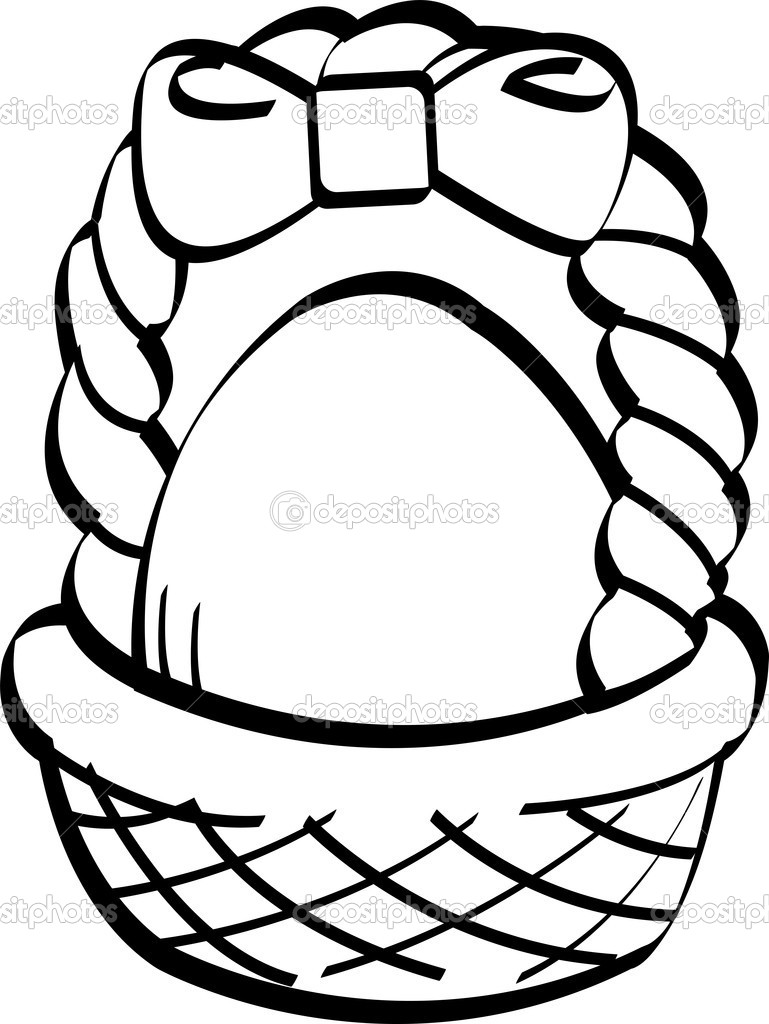 769x1024 Easter Egg Basket Black And White Clipart