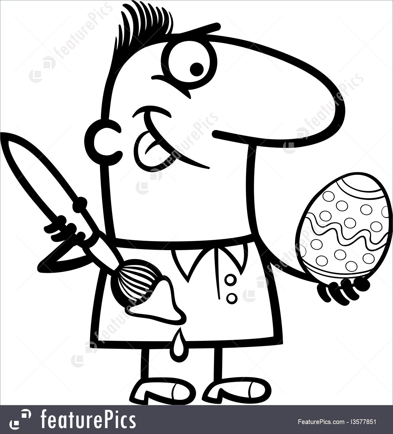 1260x1392 Holidays Man Painting Easter Egg Cartoon