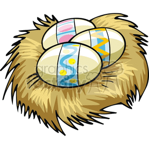 300x300 Royalty Free Three Decorated Easter Eggs In A Nest 144352 Vector