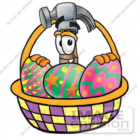 450x450 Clip Art Graphic Of A Hammer Tool Cartoon Character In An Easter