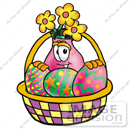 450x450 Clip Art Graphic Of A Pink Vase And Yellow Flowers Cartoon