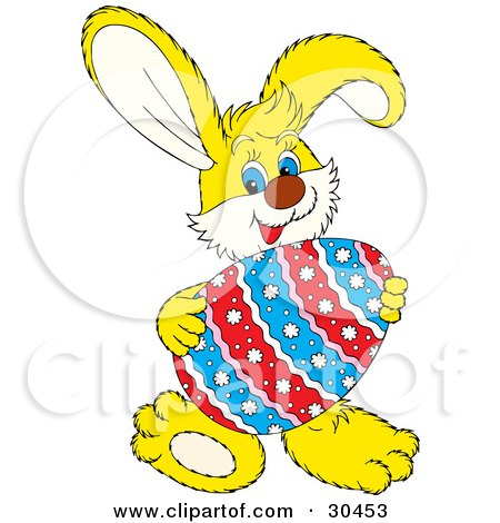 450x470 Clipart Illustration Of A Friendly Yellow Easter Bunny Smiling