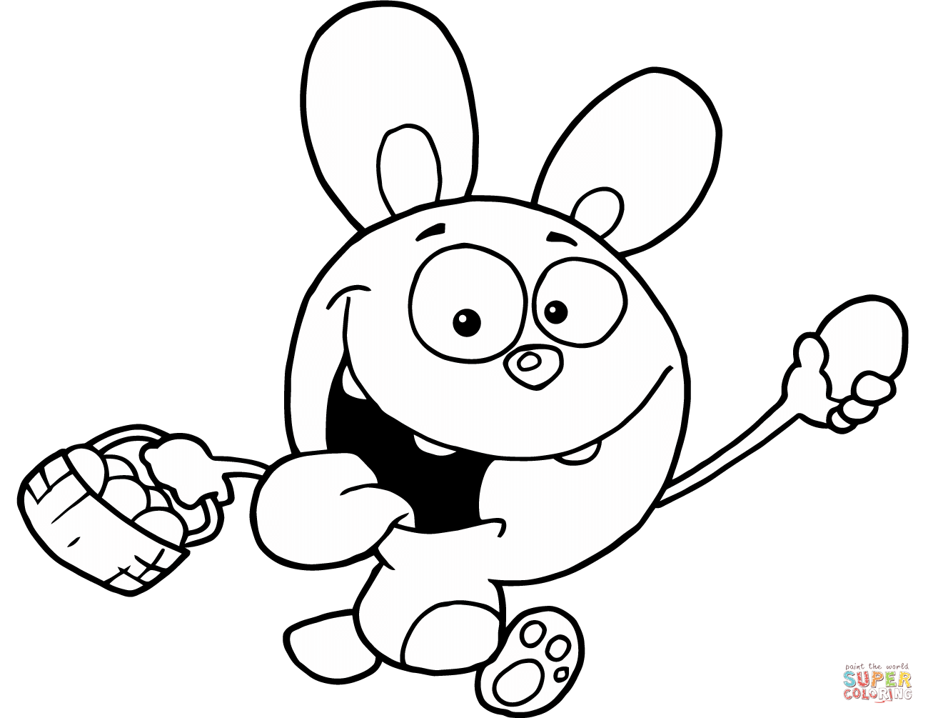 1300x1005 Easter Rabbit Running And Holding Up An Egg And Carrying A Basket