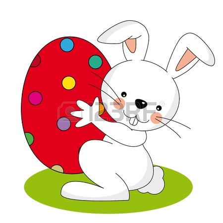 450x450 Small Lovely Easter Rabbit Holds Easter Egg Royalty Free Cliparts