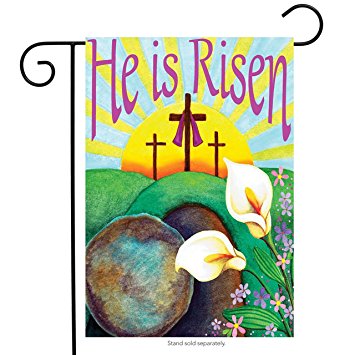 355x355 He Is Risen Easter Garden Flag Religious Jesus 12.5
