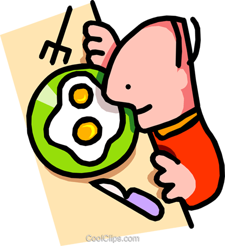 439x480 Man About To Eat Breakfast Royalty Free Vector Clip Art