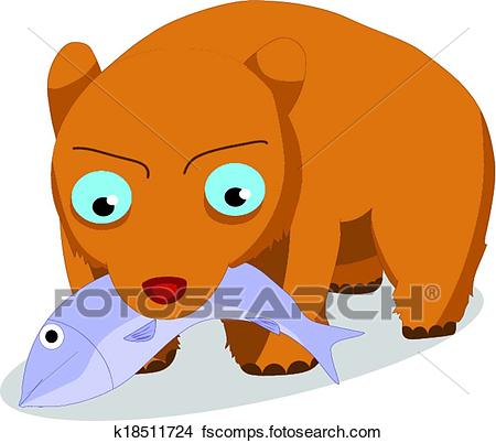 450x402 Clipart Of Bears Eat Fish K18511724