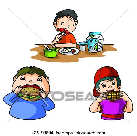 450x444 Clipart Of Boys Eat Burger K25198894