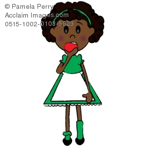 300x300 Art Illustration Of An African American Girl Eating An Apple