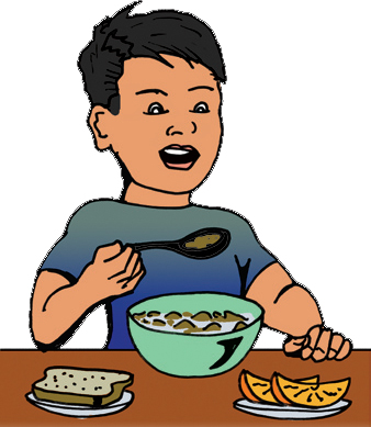 338x389 Boy Eating Breakfast Clipart