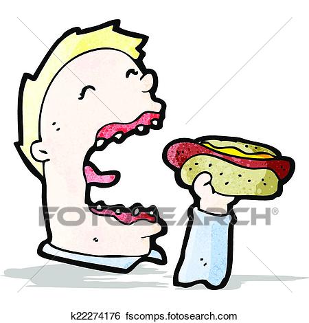 450x470 Clip Art Of Cartoon Man Eating Junk Food K22274176