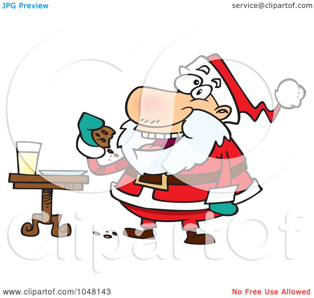 1080x1024 Royalty Free (Rf) Clip Art Illustration Of A Cartoon Santa Eating