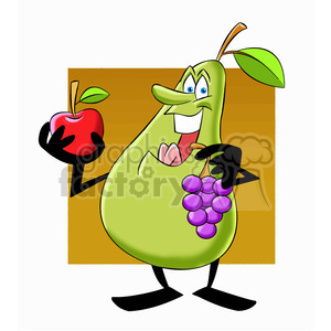 300x300 Royalty Free Paul The Cartoon Pear Character Eating Fruit 397646