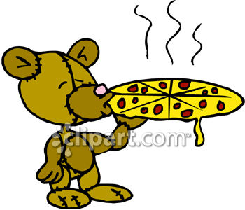 350x300 Royalty Free Clip Art Image A Teddy Bear Eating A Pizza