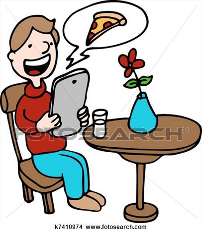 406x470 Eating In A Restaurant Clipart