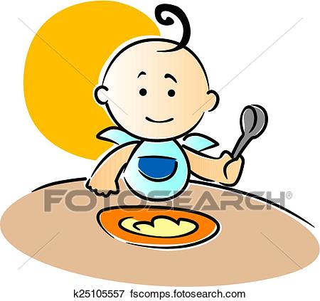 450x423 Clip Art Of Cute Little Baby Sitting Eating Food K25105557