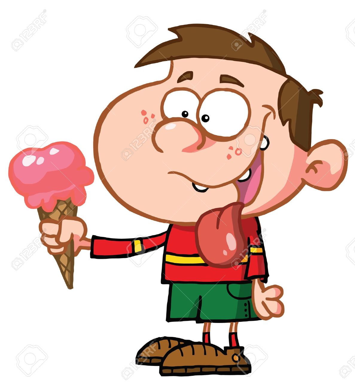 1187x1300 Happy Little Boy Eating An Ice Cream Royalty Free Cliparts