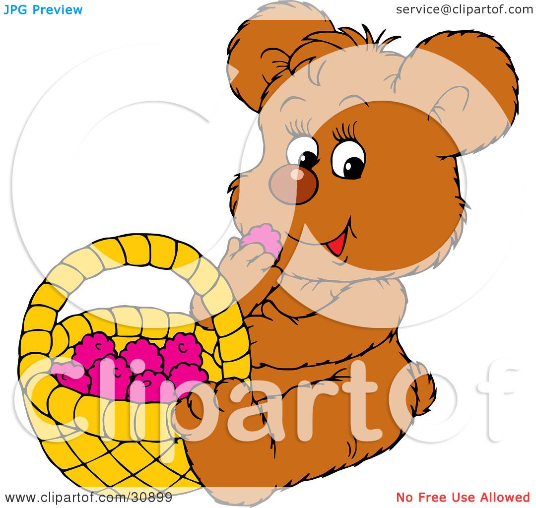 1080x1024 Clipart Illustration Of A Cute Little Brown Bear Eating Healthy