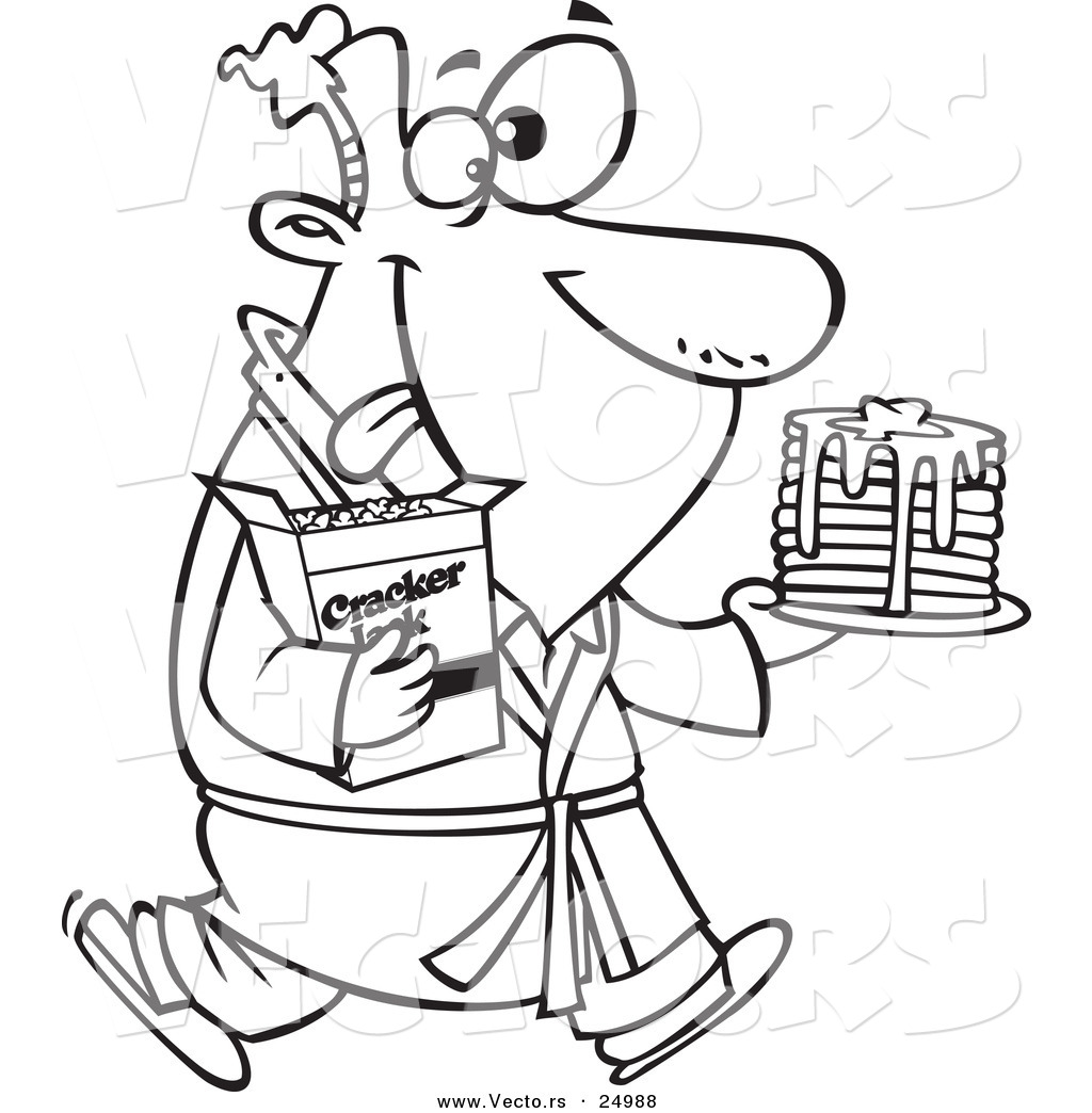 1024x1044 Vector Of Cartoon Man Eating Pancakesnd Cracker Jacks