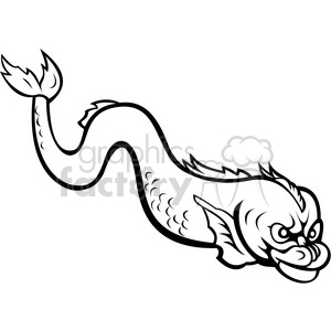 300x300 Royalty Free Angry Eel Black And White 389903 Vector Clip Art