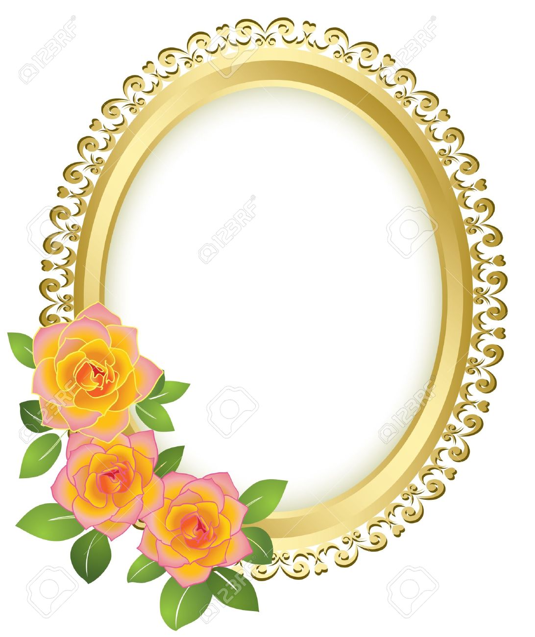 1092x1300 Yellow Rose Clipart Gold Border