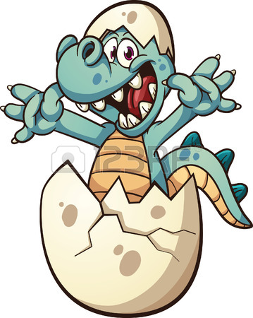 359x450 Baby Dinosaur Hatching Vector Clip Art Illustration With Simple