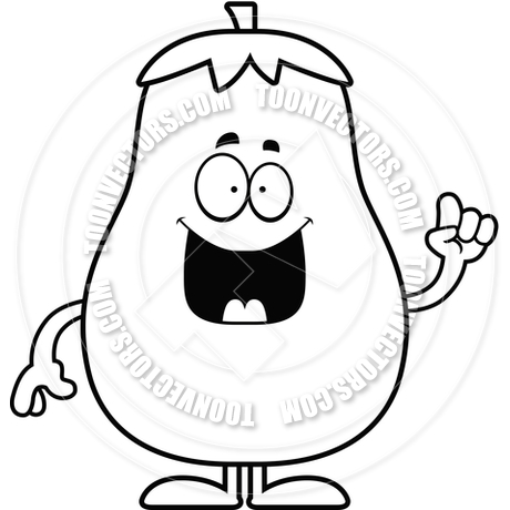 460x460 Cartoon Eggplant Idea (Black And White Line Art) By Cory Thoman