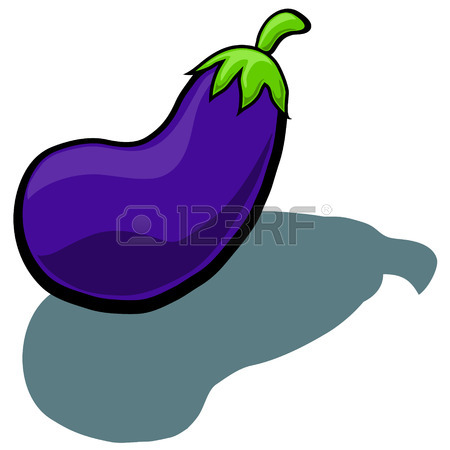 450x450 Cute Cartoon Eggplant Aubergine With Slices Royalty Free Cliparts