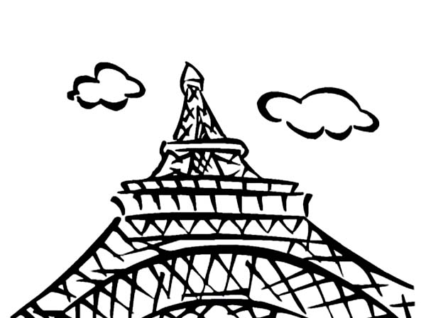 600x448 Eiffel Tower View From Downside Coloring Page