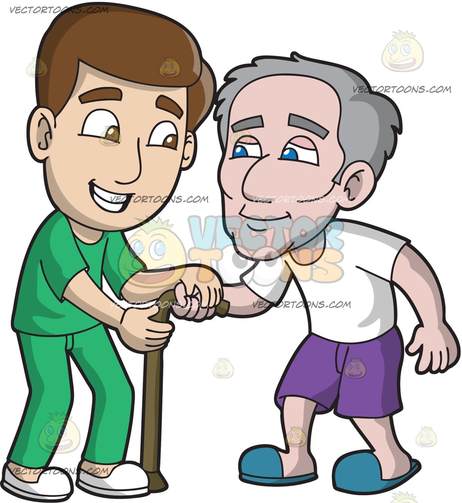 939x1024 A Man Taking Care Of An Elder Cartoon Clipart