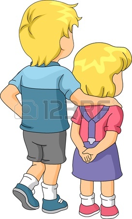 273x450 Illustration Of A Girl Being Led By Her Elder Brother Stock Photo