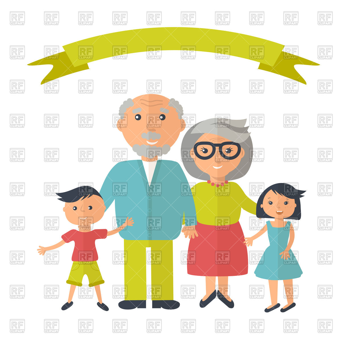 1200x1200 Senior Grandparents With Their Grandchilds Royalty Free Vector