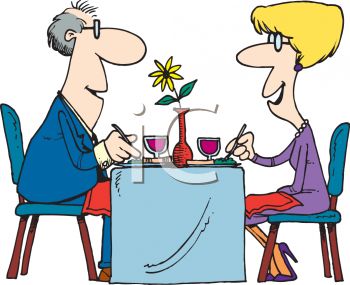 350x285 Cartoon Of A Couple On A Date Clipart