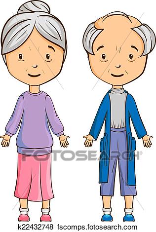 316x470 Clip Art Of Cartoon Senior Couple K22432748